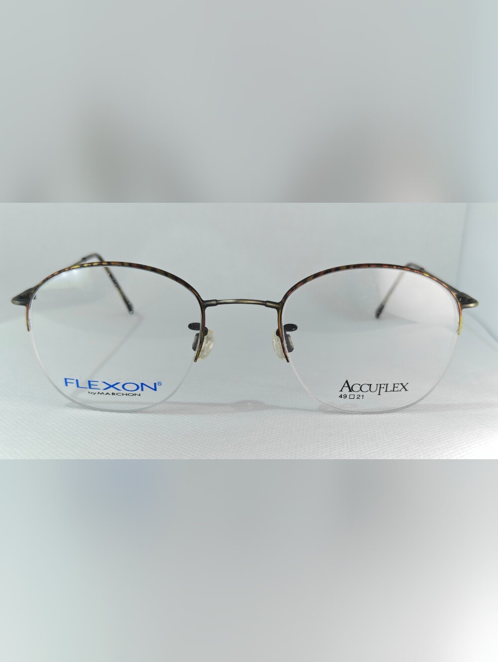 Accuflex With Flexon. Accuflex 123. Round Semi Rimless. Havanna Pewter.